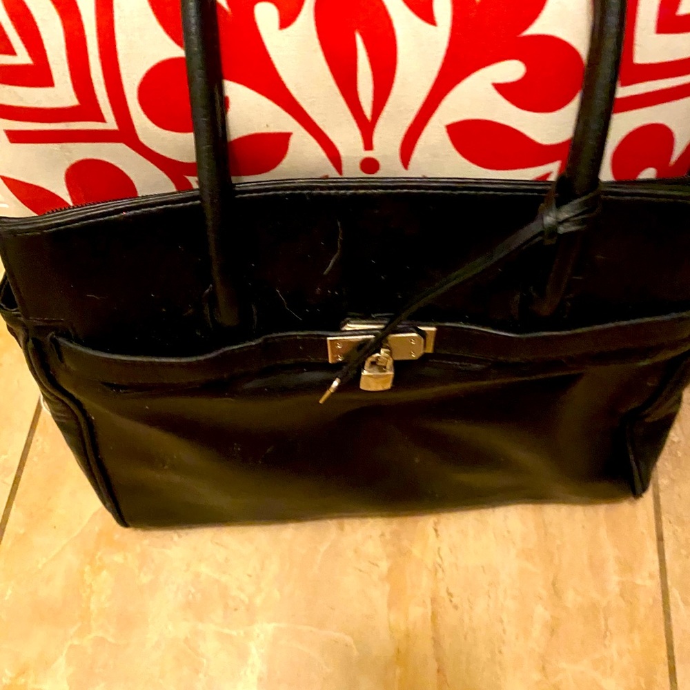 Black leather hand bag